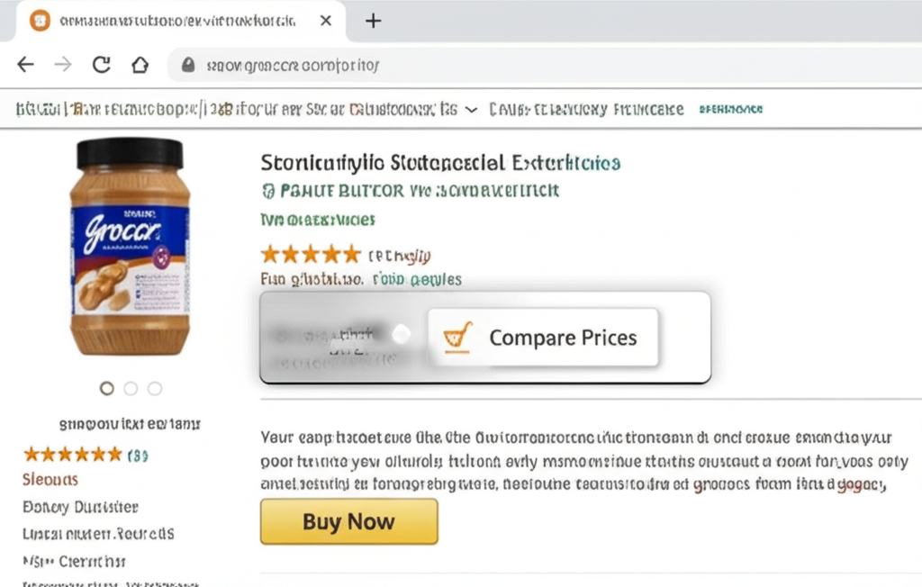 Groccr extension button appearing on Amazon product page