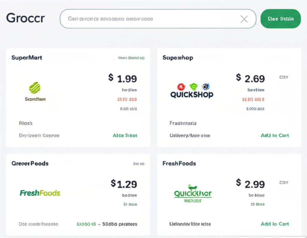Groccr comparison results showing prices across different platforms